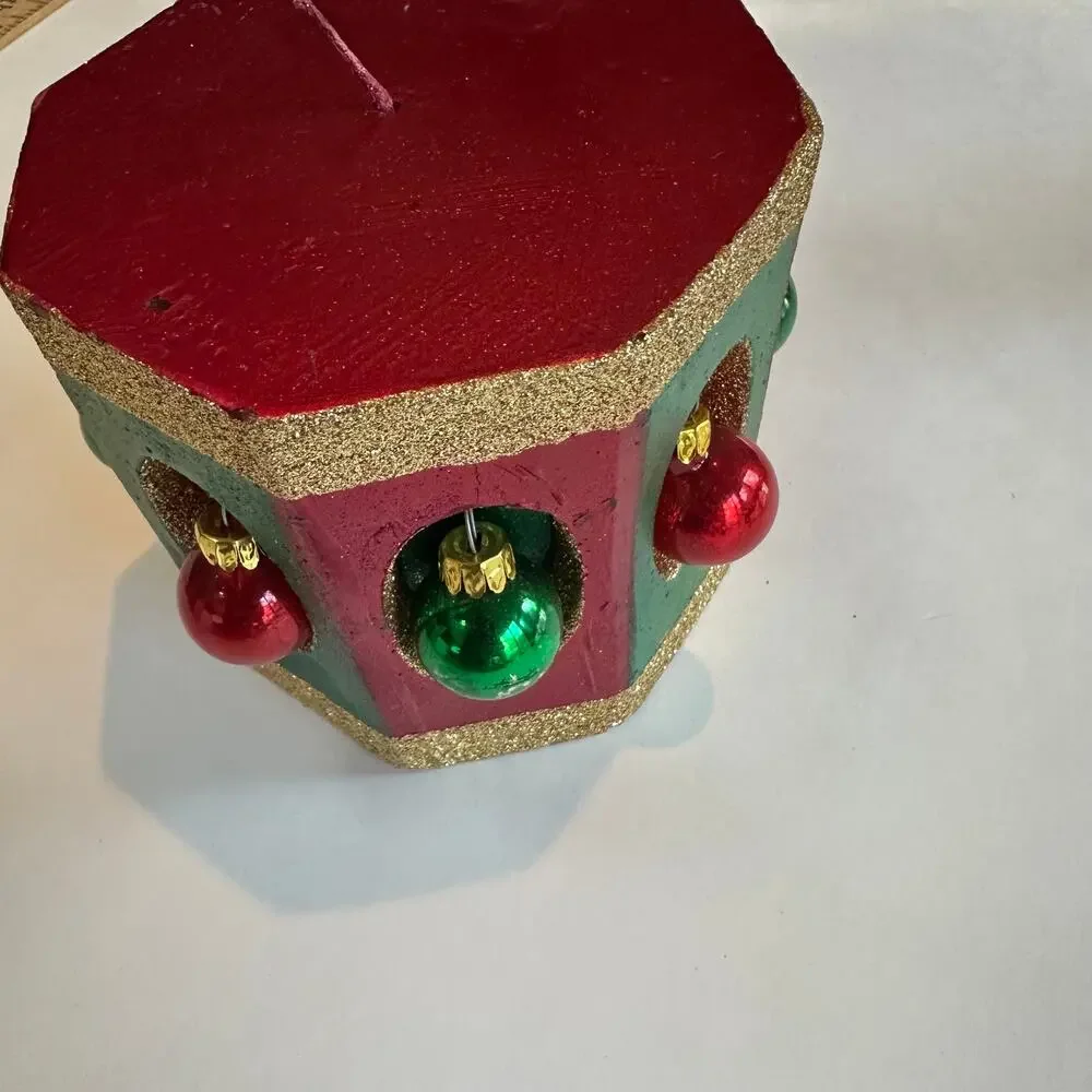 Vintage 1990s Christmas Pillar Candle Ornament Carousel Holiday Centerpiece - Picture 6 of 6